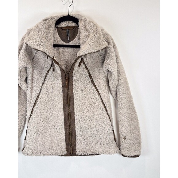 Kuhl Womens Flight Jacket Beige Avina Full Zip Sherpa Fleece Hooded Outdoor XS - Picture 5 of 14